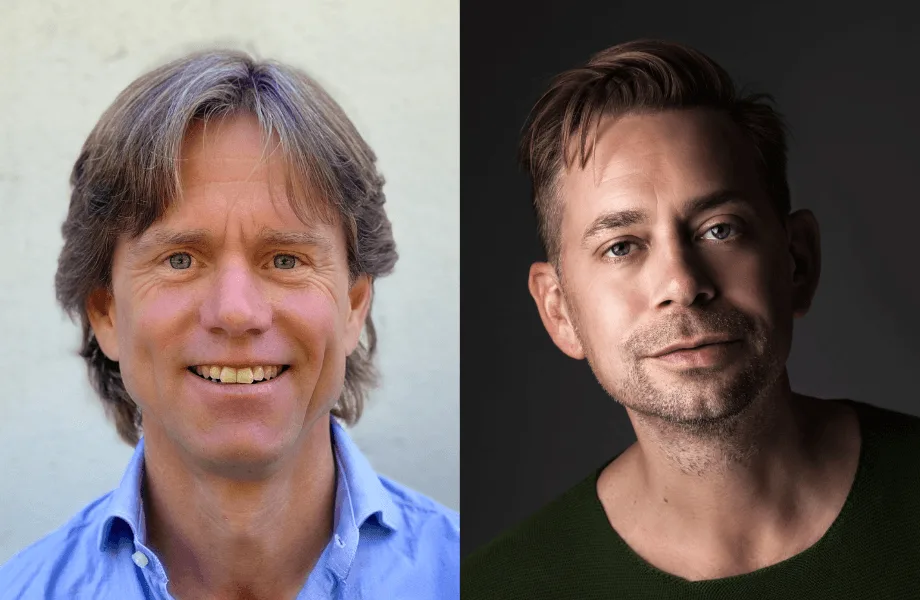 Hans Cool en Hugo Huis in 't Veld, de twee oprichters van Whspr, naast elkaar in beeld